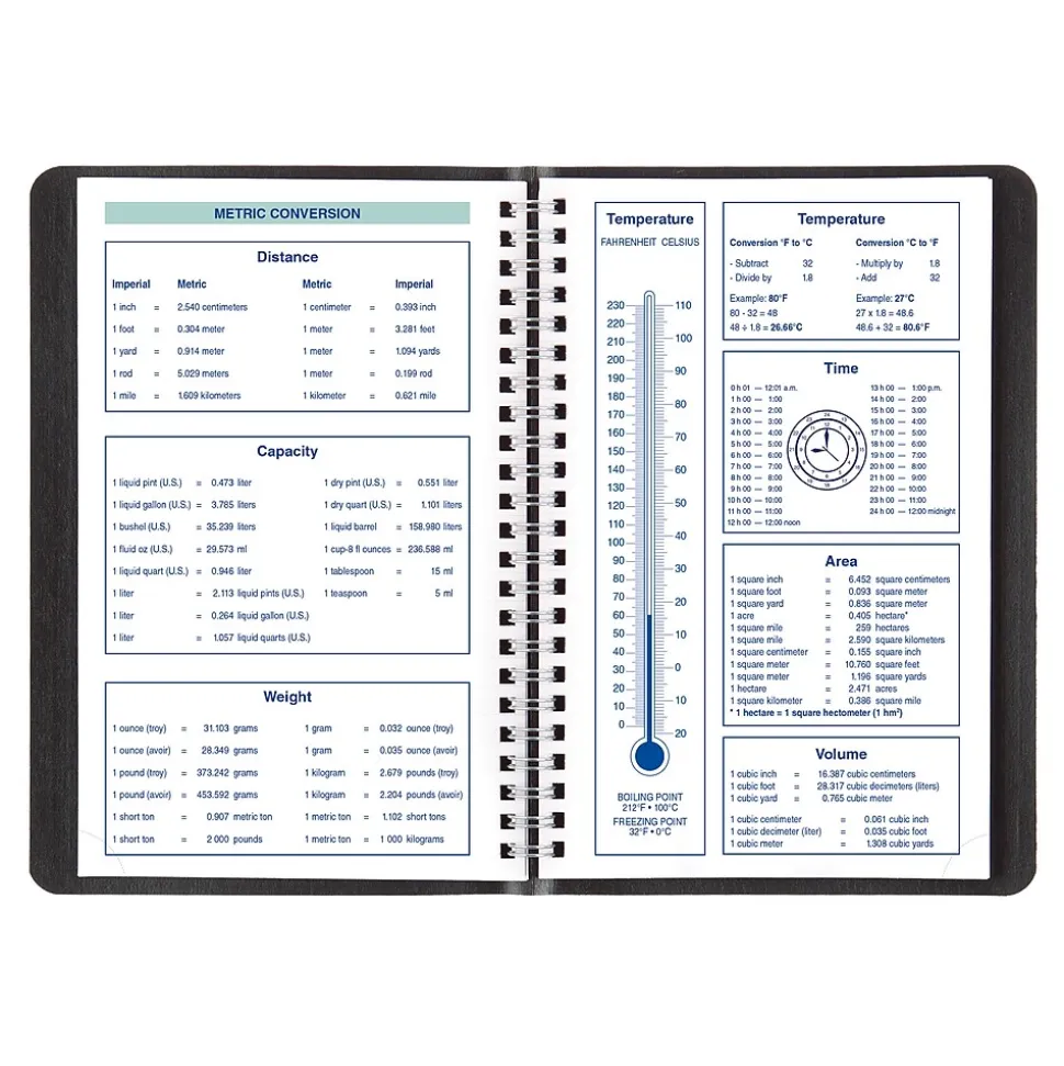 2025 Blueline Plan & Link 5" x 8" Weekly Appointment Book, Faux Leather Cover, Black (C5075.81T)