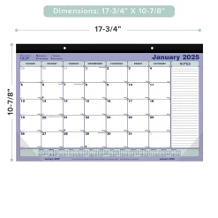 2025 Brownline 17.75" x 10.87" Monthly Desk Pad Calendar, White/Blue (C181700)