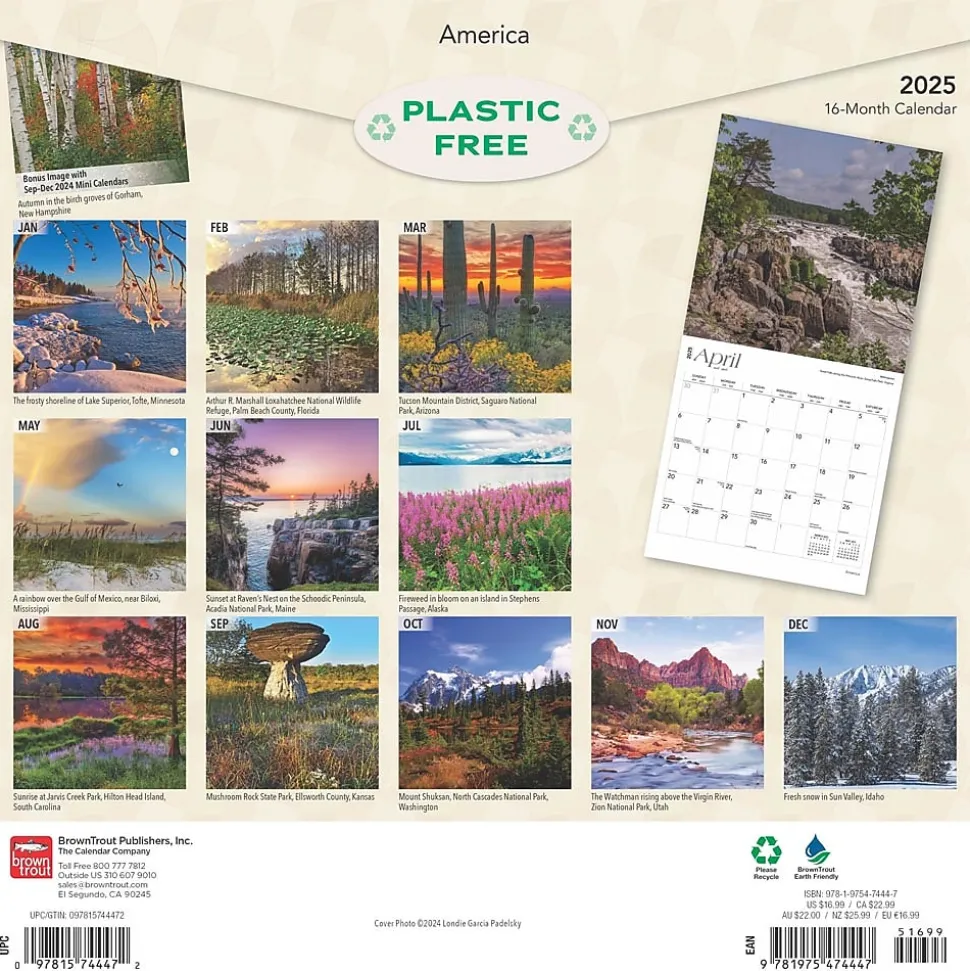 2025 BrownTrout America 12" x 12" Monthly Square Wall Calendar (9781975474447)