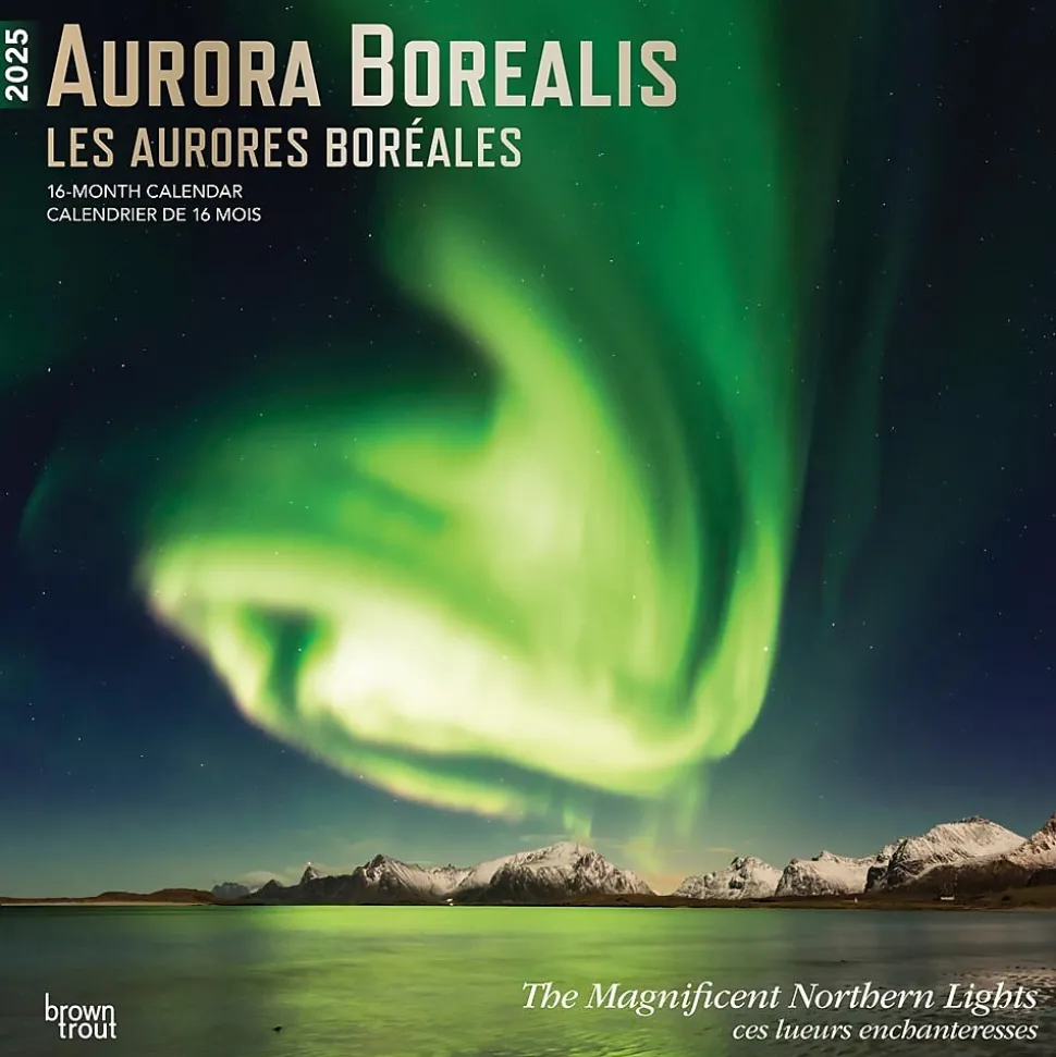 2025 BrownTrout Aurora Borealis Les aurores boréales 12" x 12" Monthly Wall Calendar (9781975476526)