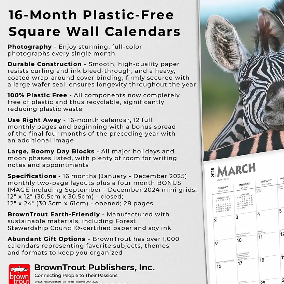 2025 BrownTrout Baby Animals 12" x 12" Monthly Square Wall Calendar (9781975476564)
