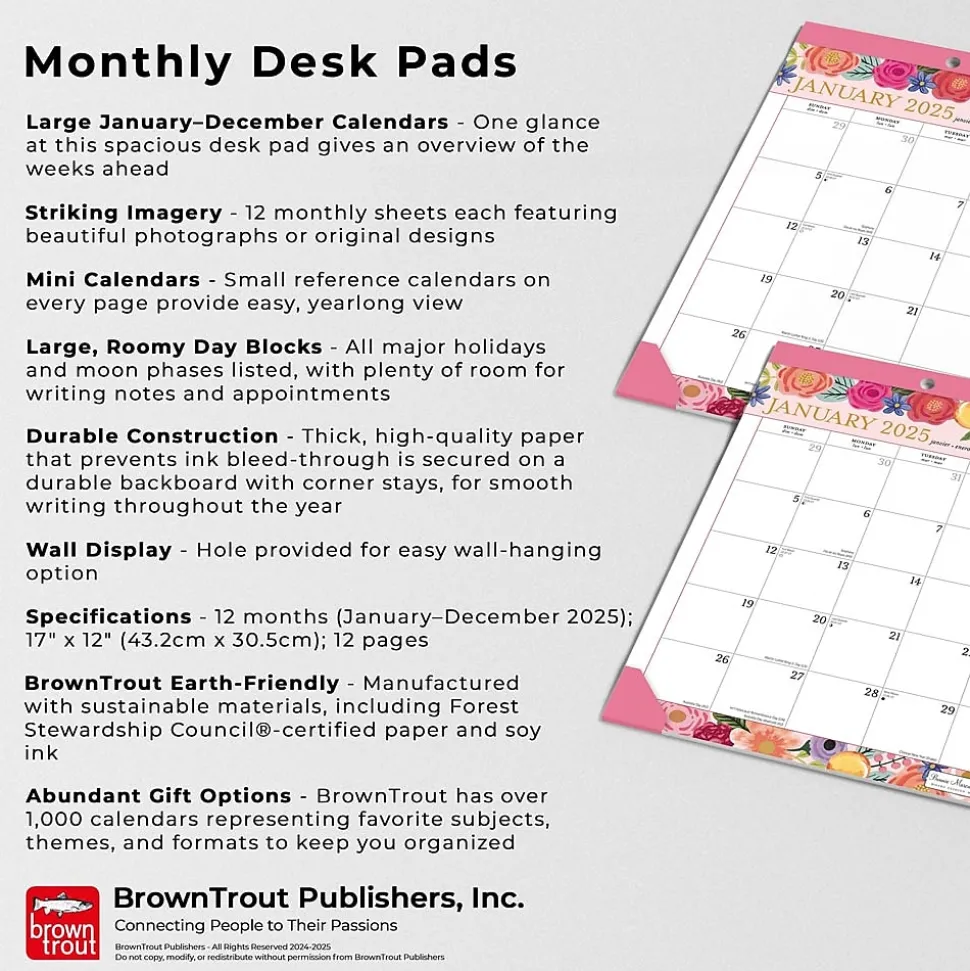 2025 BrownTrout Bonnie Marcus 17" x 12" Monthly Desk Pad Calendar (9781975479428)