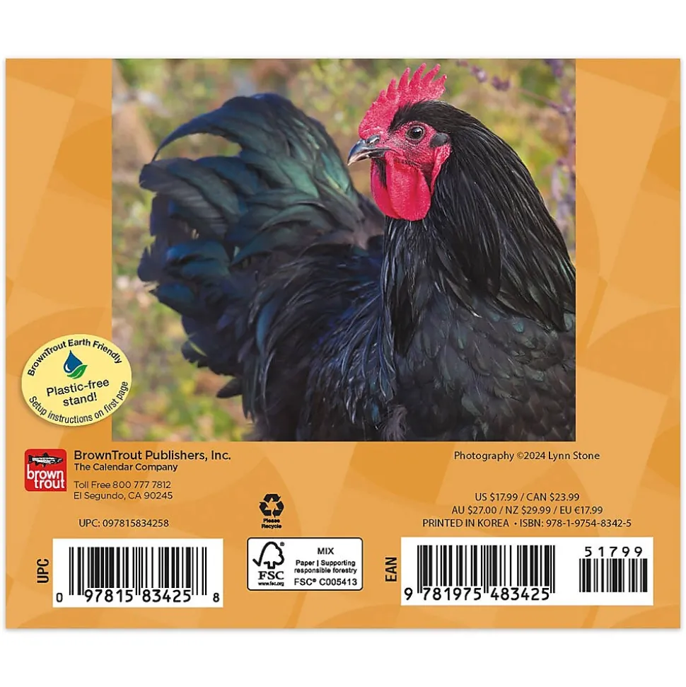 2025 BrownTrout Chickens 6" x 5" Day-to-Day Desktop Box Calendar (9781975483425)