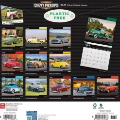2025 BrownTrout Classic Chevy Pickups 12" x 24" Monthly Square Wall Calendar, (9781975479763)