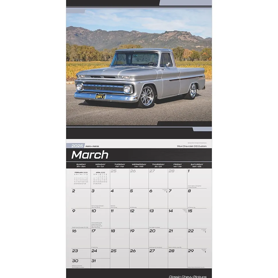 2025 BrownTrout Classic Chevy Pickups 12" x 24" Monthly Square Wall Calendar, (9781975479763)