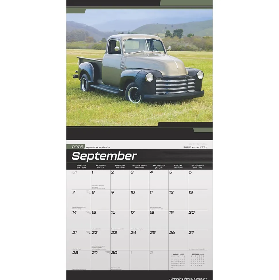 2025 BrownTrout Classic Chevy Pickups 12" x 24" Monthly Square Wall Calendar, (9781975479763)
