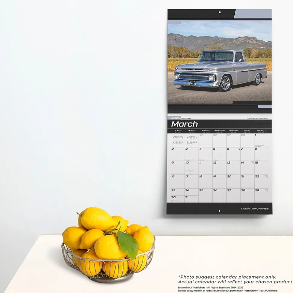 2025 BrownTrout Classic Chevy Pickups 12" x 24" Monthly Square Wall Calendar, (9781975479763)