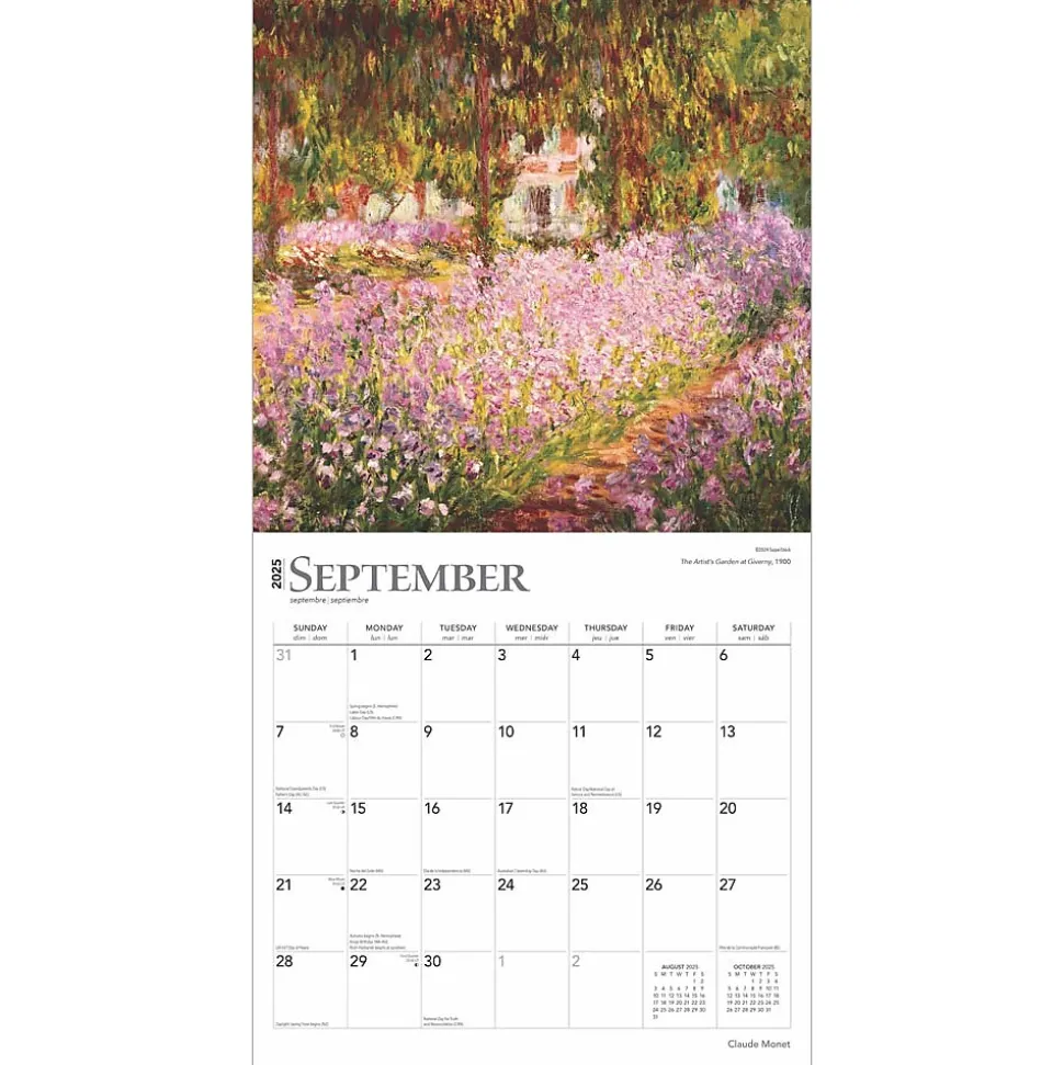 2025 BrownTrout Claude Monet 12" x 12" Monthly Square Wall Calendar (9781975477424)