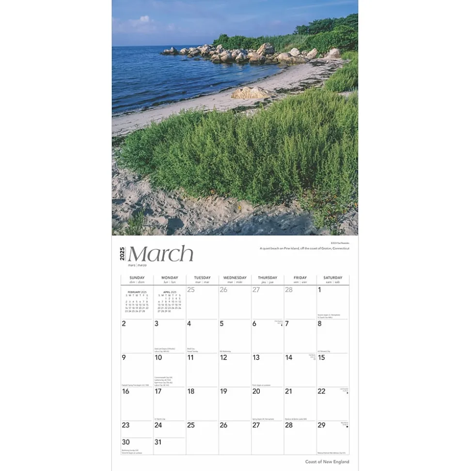 2025 BrownTrout Coast of New England 12" x 12" Monthly Square Wall Calendar (9781975474669)