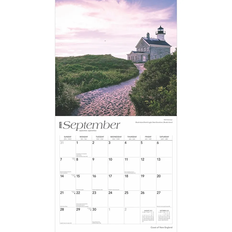 2025 BrownTrout Coast of New England 12" x 12" Monthly Square Wall Calendar (9781975474669)