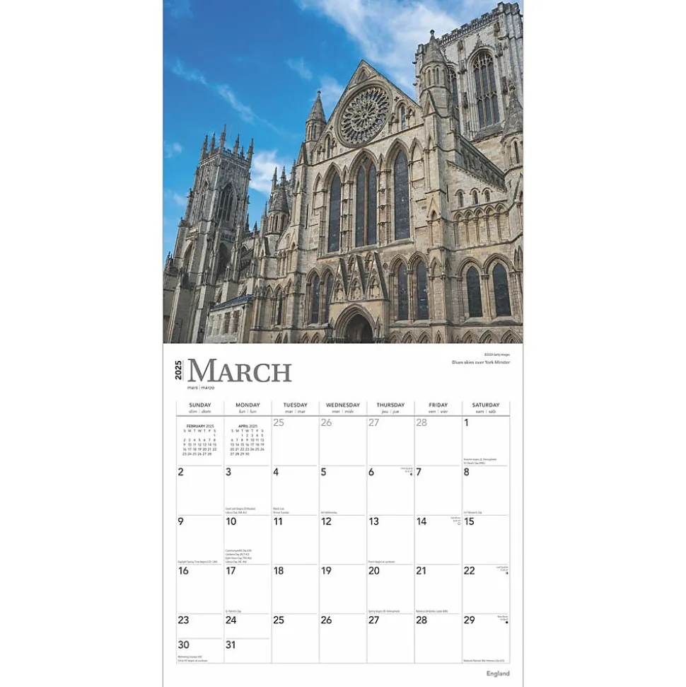 2025 BrownTrout England 12" x 12" Monthly Square Wall Calendar (9781975476953)