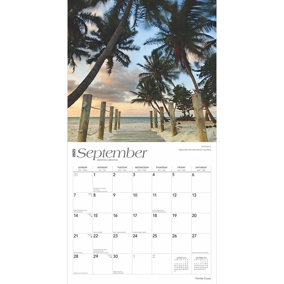 2025 BrownTrout Florida Coast 12" x 12" Monthly Wall Calendar (9781975474799)