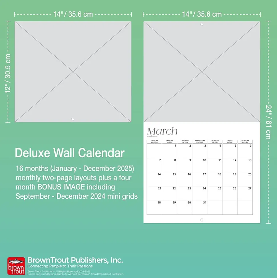 2025 BrownTrout For the Love of Labrador Retrievers 14" x 24" Monthly Deluxe Wall Calendar, (9781975473068)