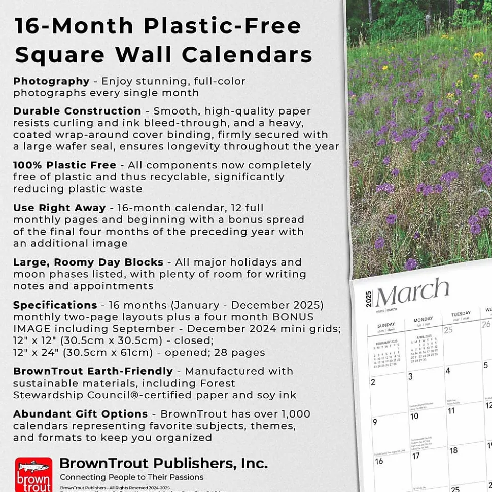 2025 BrownTrout Georgia Wild & Scenic 12" x 12" Monthly Square Wall Calendar (9781975474836)