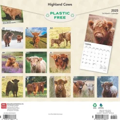 2025 BrownTrout Highland Cows 12" x 12" Monthly Square Wall Calendar (9781975478377)