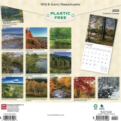 2025 BrownTrout Massachusetts Wild & Scenic 12" x 12" Monthly Square Wall Calendar (9781975475208)