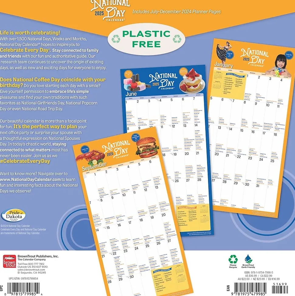 2025 BrownTrout National Day 12" x 12" Monthly Square Wall Calendar (9781975479985)