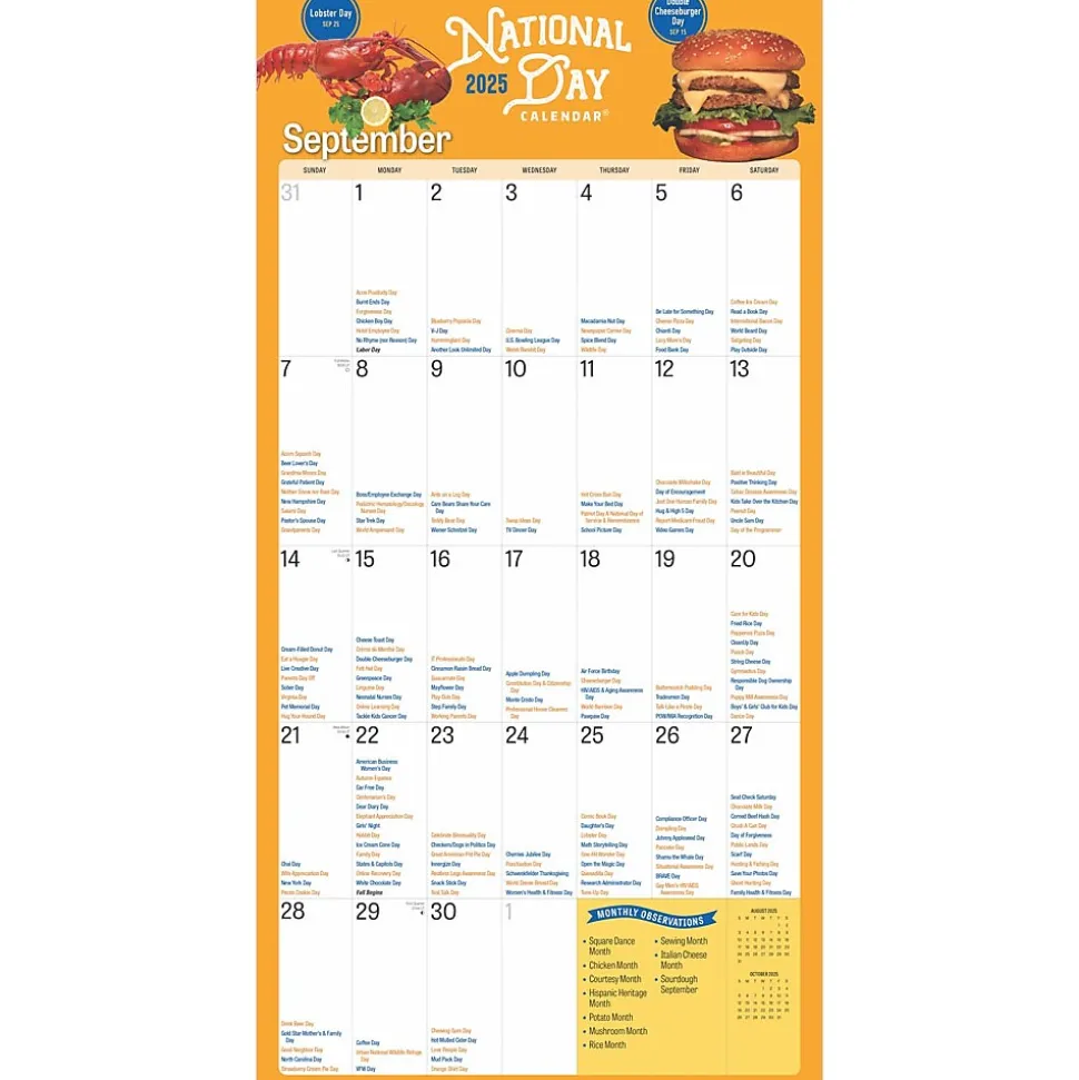 2025 BrownTrout National Day 12" x 12" Monthly Square Wall Calendar (9781975479985)