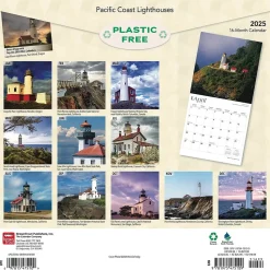 2025 BrownTrout Pacific Coast Lighthouses 12" x 12" Monthly Square Wall Calendar (9781975475109)