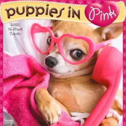 2025 BrownTrout Puppies in Pink 12" x 12" Monthly Wall Calendar (9781975483166)