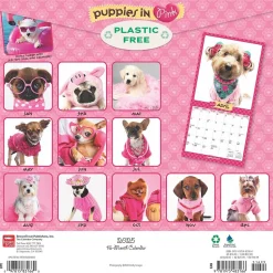 2025 BrownTrout Puppies in Pink 12" x 12" Monthly Wall Calendar (9781975483166)