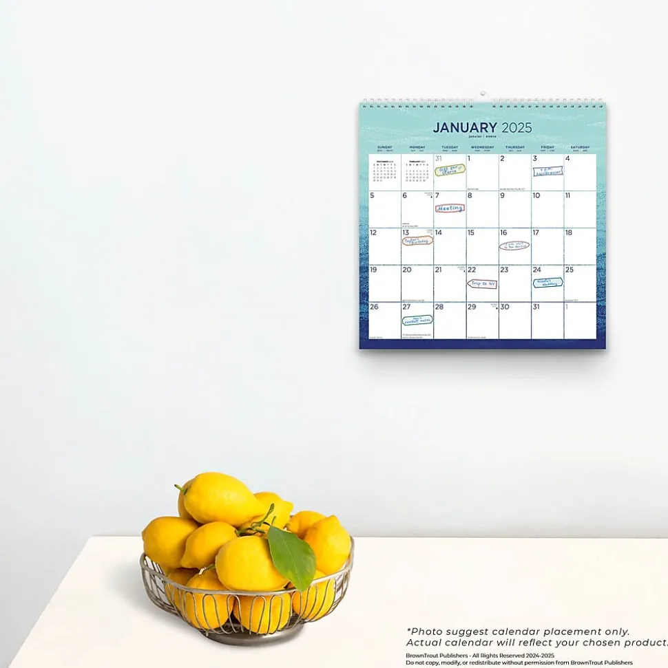 2025 BrownTrout Seaside Currents 12" x 12" Monthly Square Wire-O Wall Calendar (9781975478506)