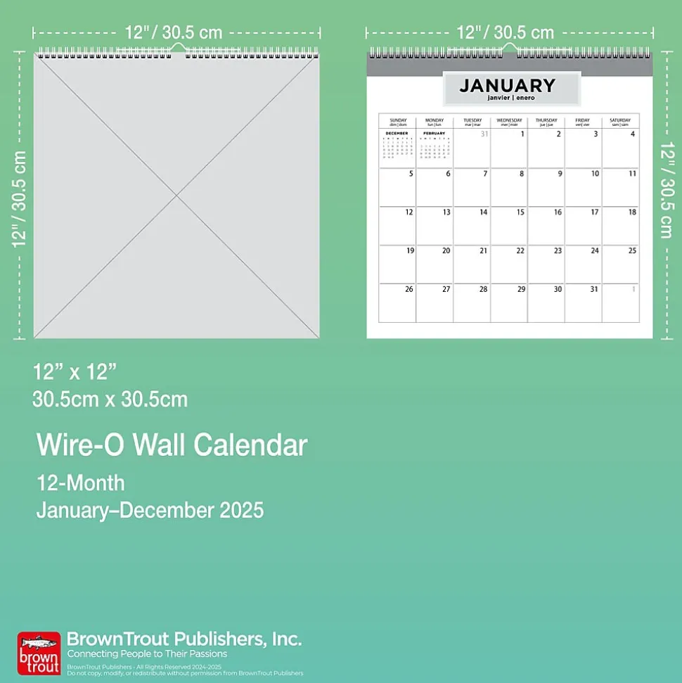 2025 BrownTrout Seaside Currents 12" x 12" Monthly Square Wire-O Wall Calendar (9781975478506)