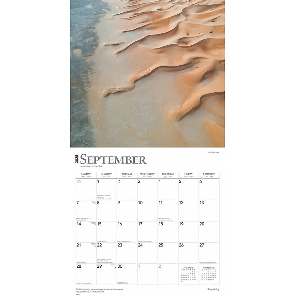 2025 BrownTrout Simplicity 12" x 24" Monthly Square Wall Calendar, (9781975477790)