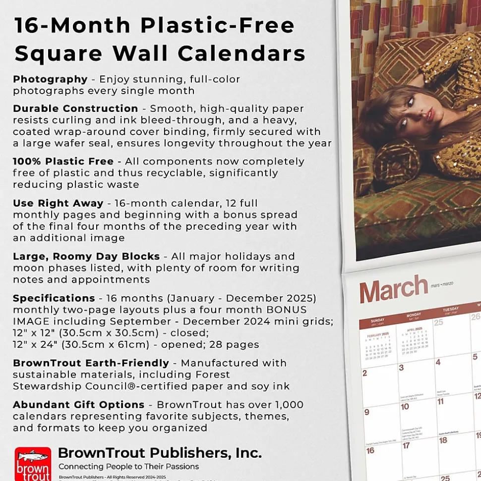 2025 BrownTrout Taylor Swift OFFICIAL 12" x 24" Monthly Square Wall Calendar (9781975479633)