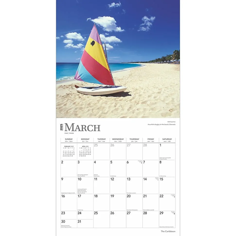 2025 BrownTrout The Caribbean 12" x 12" Monthly Wall Calendar (9781975474584)
