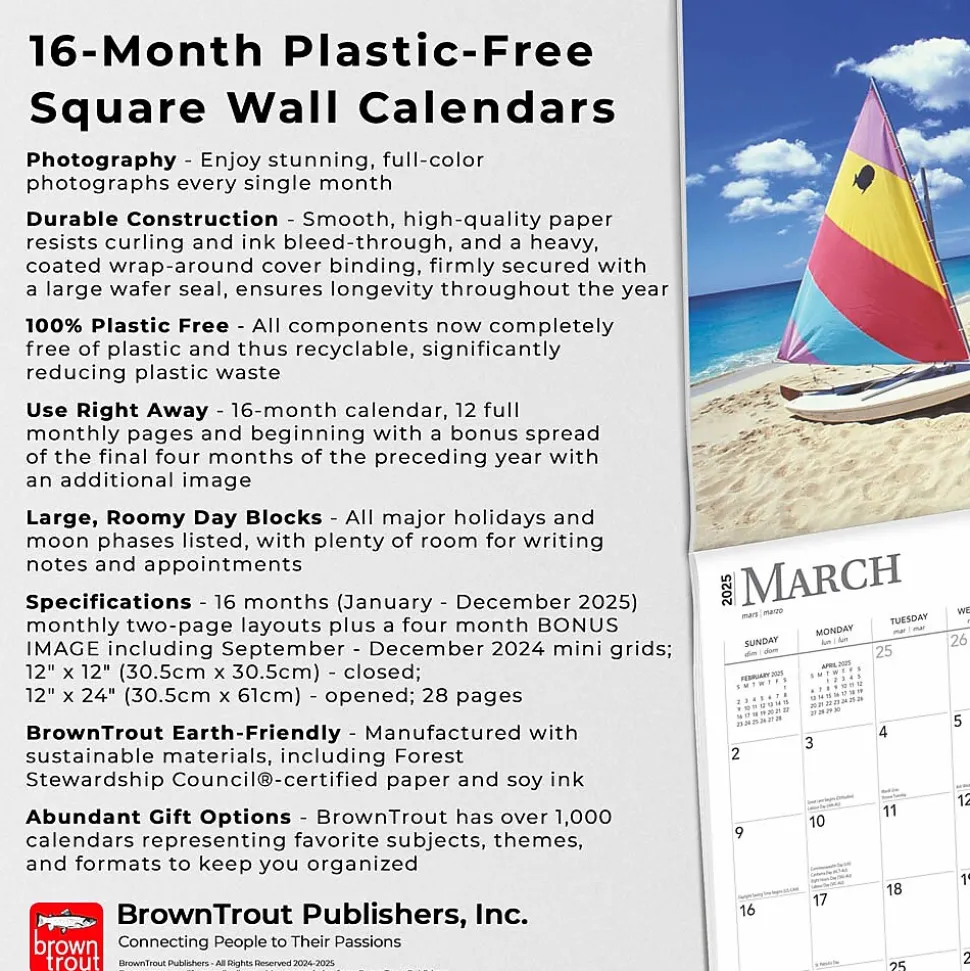 2025 BrownTrout The Caribbean 12" x 12" Monthly Wall Calendar (9781975474584)