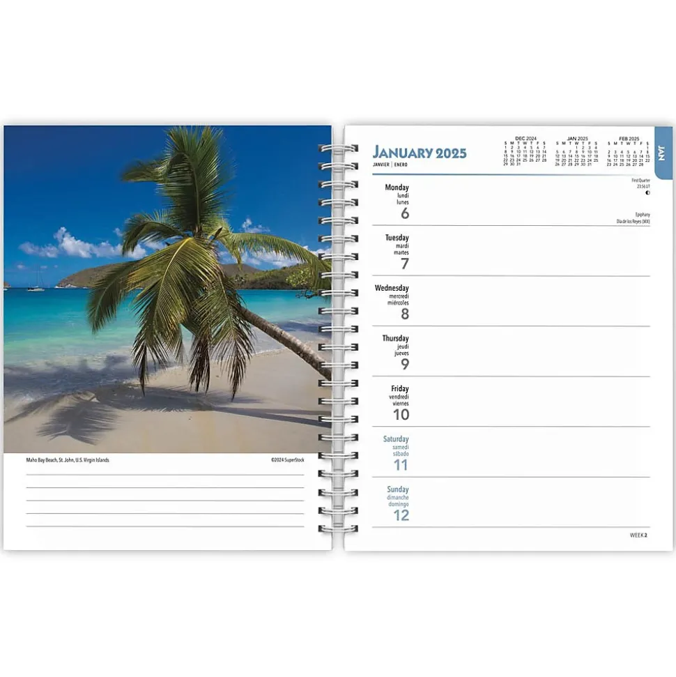 2025 BrownTrout Tropical Islands 6" x 7.75" Weekly Engagement Planner, Paper Cover, Multicolored (9781975473266)