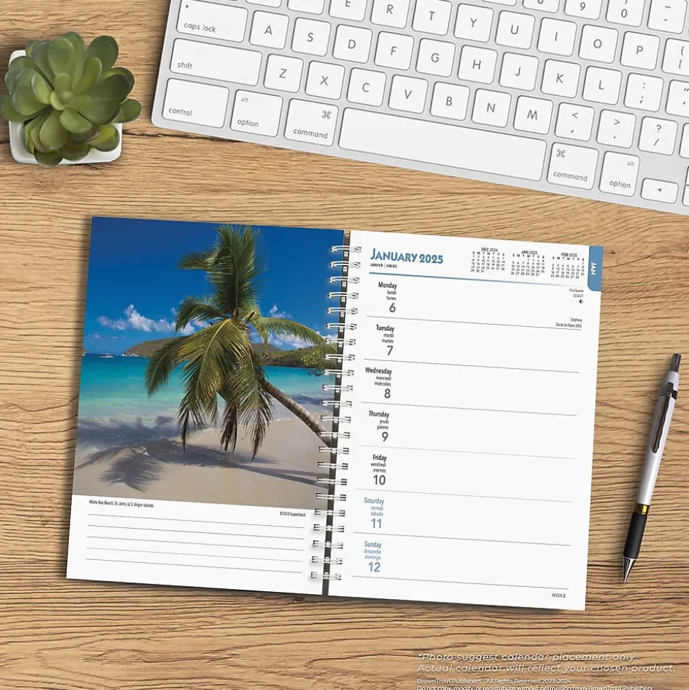 2025 BrownTrout Tropical Islands 6" x 7.75" Weekly Engagement Planner, Paper Cover, Multicolored (9781975473266)
