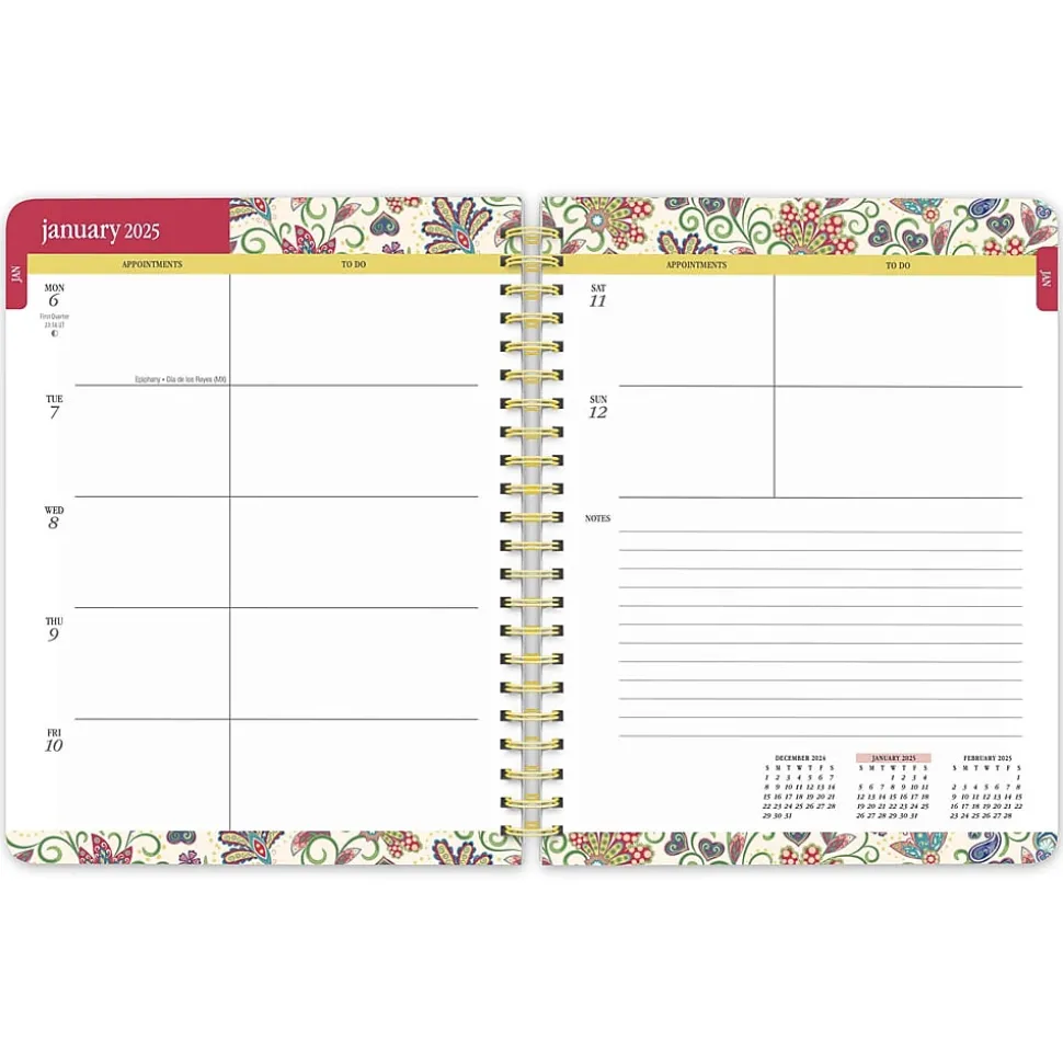 2025 BrownTrout Tuscan Delight 6" x 7.75" Weekly Desk Planner, Paper Cover, Multicolored (9781975480615)