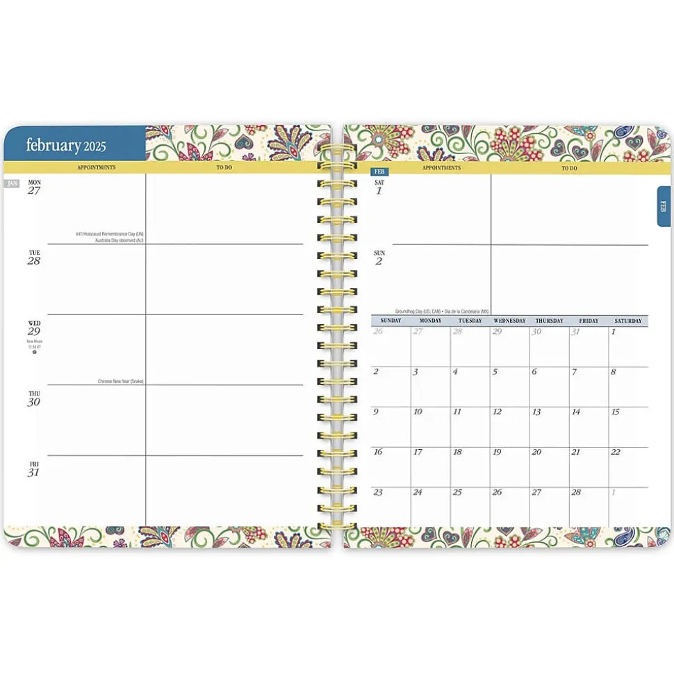 2025 BrownTrout Tuscan Delight 6" x 7.75" Weekly Desk Planner, Paper Cover, Multicolored (9781975480615)