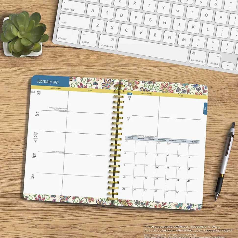2025 BrownTrout Tuscan Delight 6" x 7.75" Weekly Desk Planner, Paper Cover, Multicolored (9781975480615)
