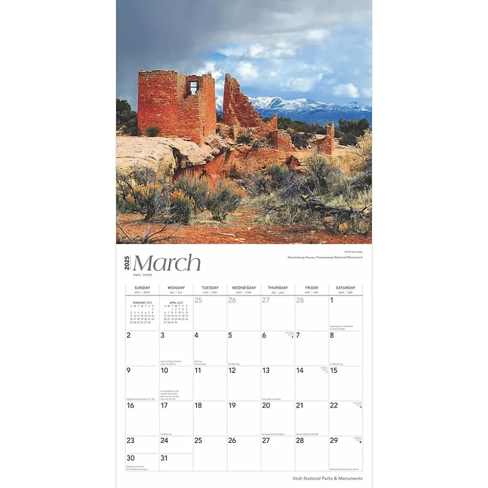 2025 BrownTrout Utah National Parks & Monuments 12" x 12" Monthly Square Wall Calendar (9781975476069)