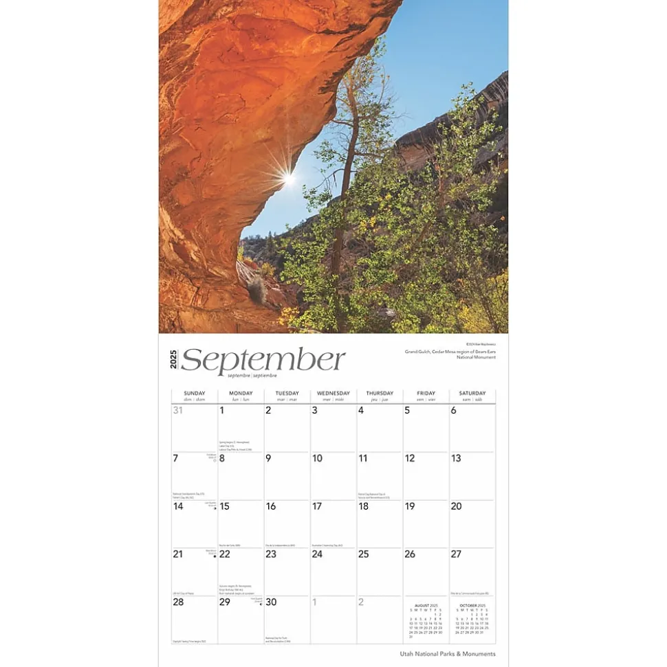 2025 BrownTrout Utah National Parks & Monuments 12" x 12" Monthly Square Wall Calendar (9781975476069)