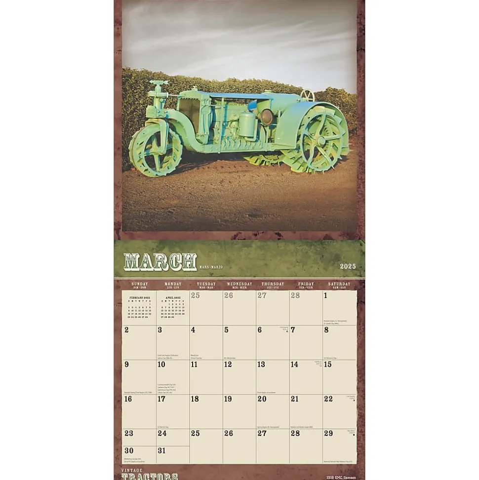 2025 BrownTrout Vintage Tractors 12" x 12" Monthly Wall Calendar (9781975477875)