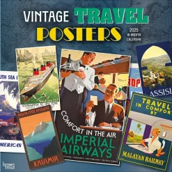 2025 BrownTrout Vintage Travel Posters 12" x 12" Monthly Wall Calendar (9781975475857)