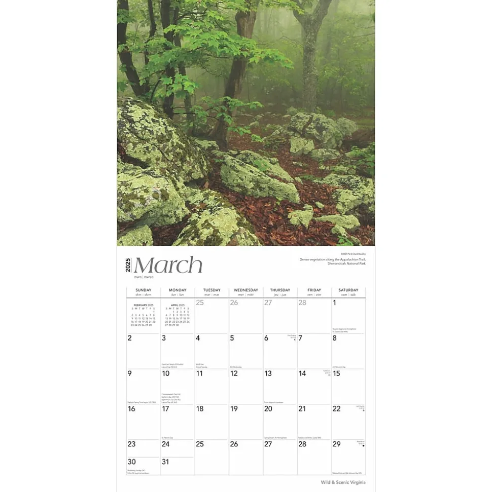 2025 BrownTrout Virginia Wild & Scenic 12" x 12" Monthly Wall Calendar (9781975475864)