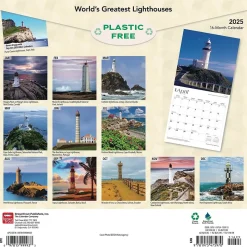 2025 BrownTrout World's Greatest Lighthouses 12" x 24" Monthly Square Wall Calendar, (9781975475970)