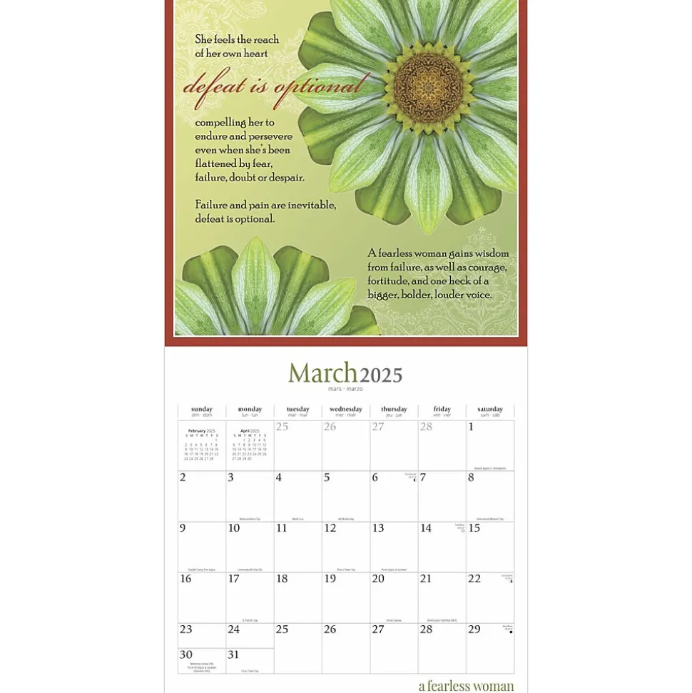 2025 Brush Dance A Fearless Woman 12" x 24" Monthly Square Wall Calendar, (9781975481247)