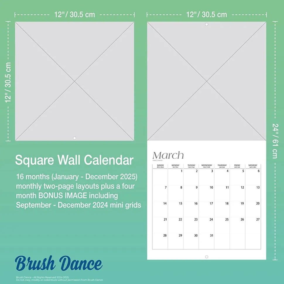 2025 Brush Dance A Fearless Woman 12" x 24" Monthly Square Wall Calendar, (9781975481247)