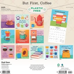 2025 Brush Dance But First Coffee 12" x 24" Monthly Square Wall Calendar, (9781975478544)