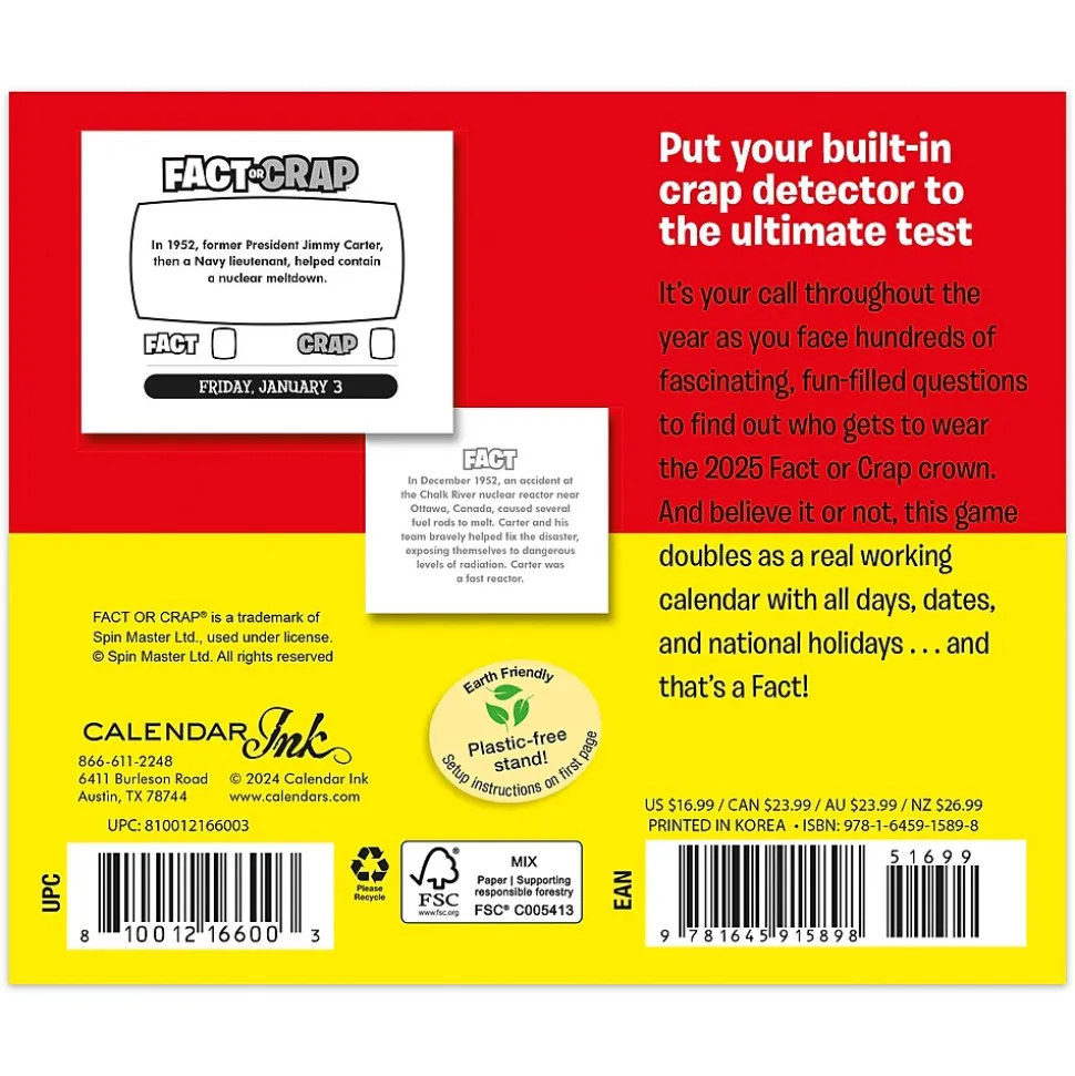 2025 Cal Ink Fact or Crap 6" x 5" Day-to-Day Desktop Box Calendar (9781645915898)
