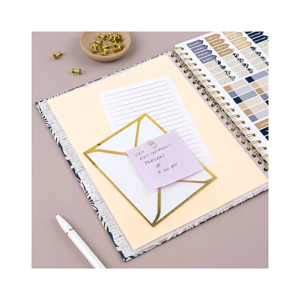 2025 Cambridge Blockprint 8.5" x 11" Weekly & Monthly Planner, Cotton Cover, Blue/White (1724-905-25)