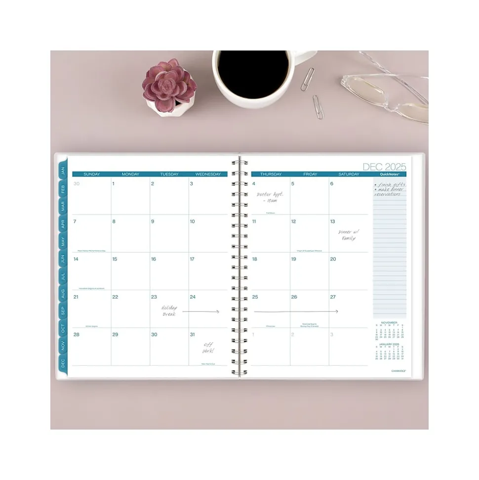 2025 Cambridge Glacier 8.5" x 11" Weekly & Monthly Planner, Poly Cover, Blue/Gray (1727-905-25)