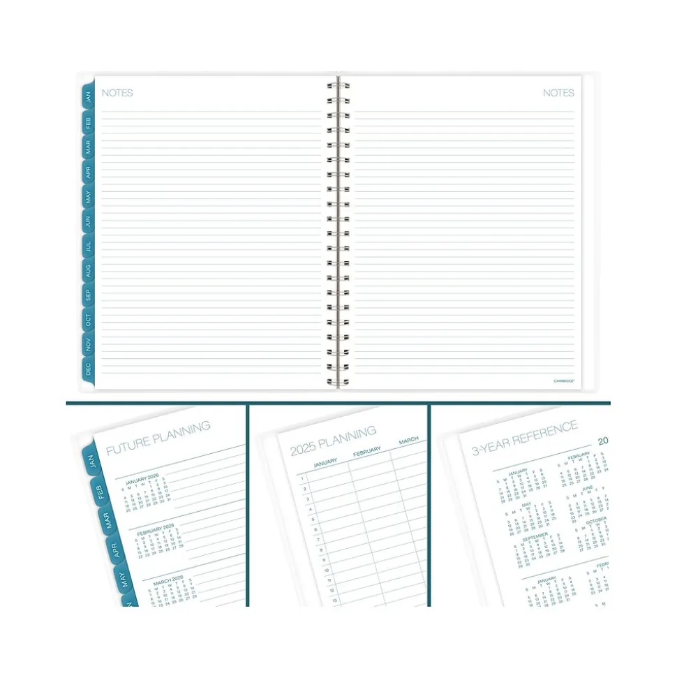2025 Cambridge Glacier 8.5" x 11" Weekly & Monthly Planner, Poly Cover, Blue/Gray (1727-905-25)
