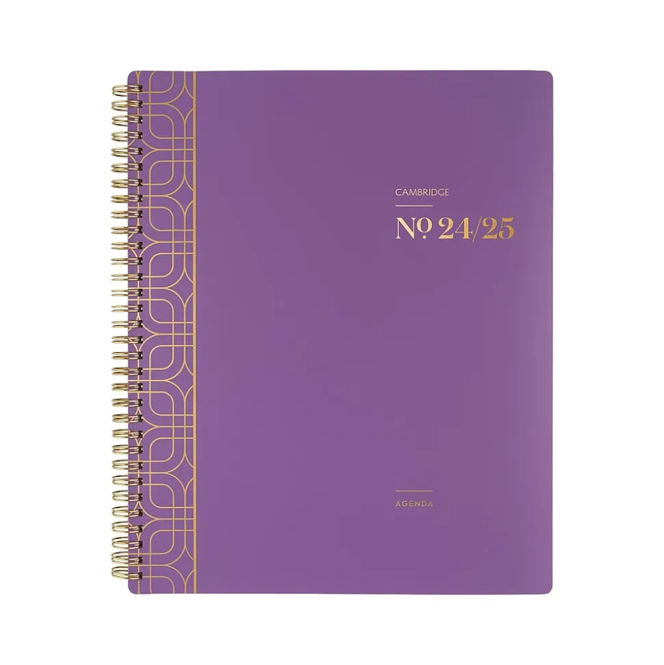 2024-2025 Cambridge WorkStyle Balance Purple Swirl 8.5" x 11" Academic Weekly & Monthly Planner, Poly Cover, Purple/Gold